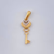 Dije Llave Corazon 0.95gr / 1 in / Dos Oros Amarillo Blanco 18K %