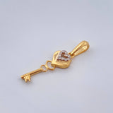 Dije Llave Corazon 0.95gr / 1 in / Dos Oros Amarillo Blanco 18K %