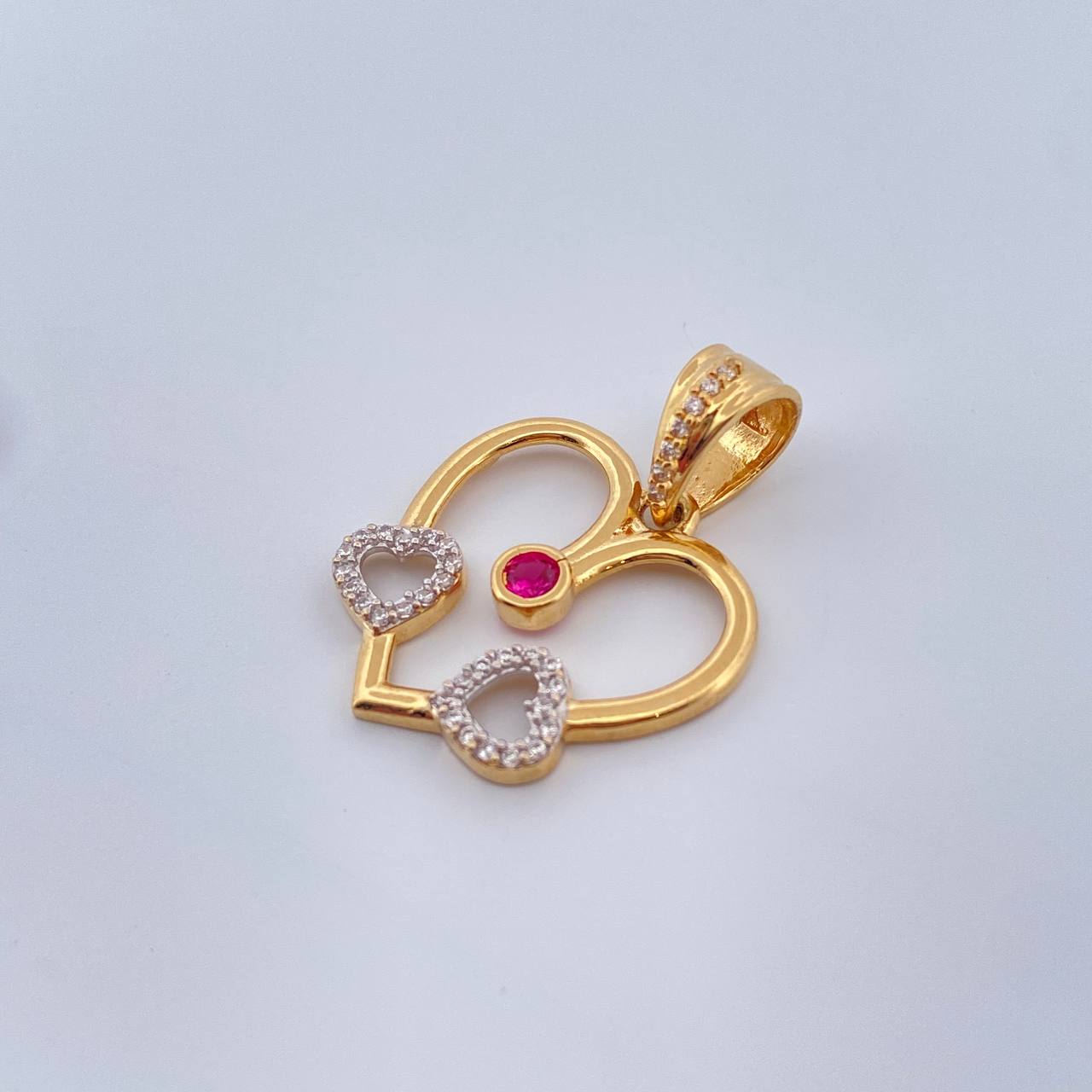 Dije Corazones 2.95gr / 1 in / Dos Oros Amarillo Blanco 18K %