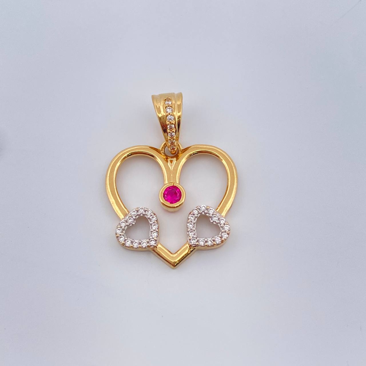 Dije Corazones 2.95gr / 1 in / Dos Oros Amarillo Blanco 18K %