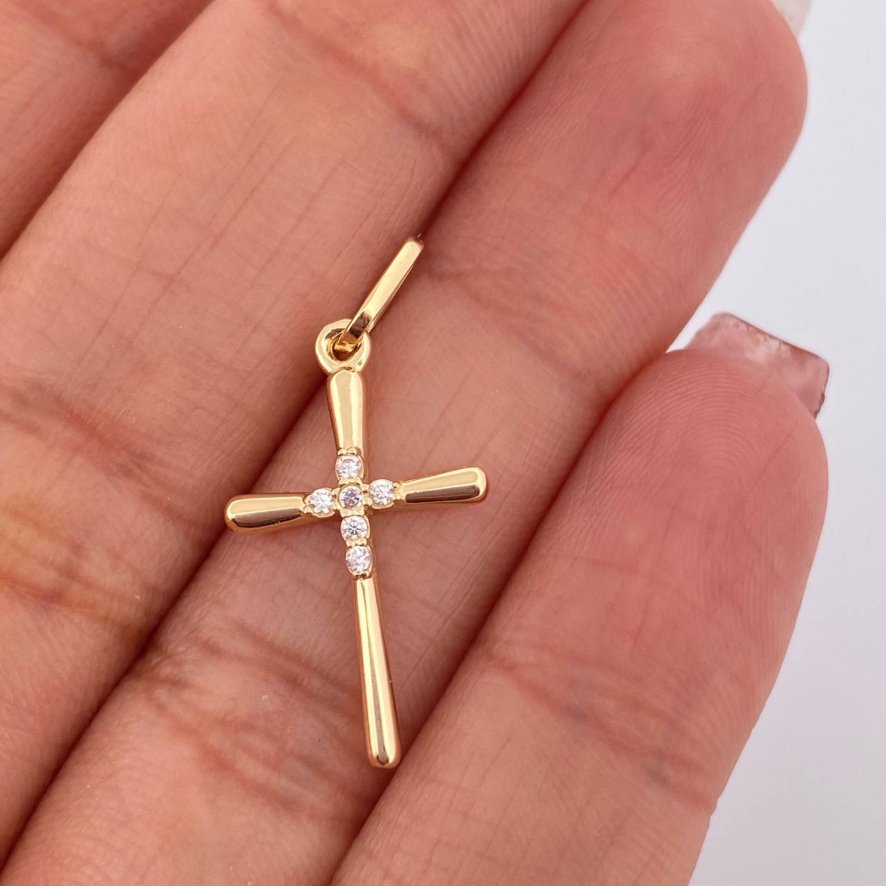 Dije Cruz Sobre Cruz 1.1gr / 1 in / Oro Amarillo 18K %
