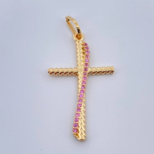 Dije Cruz Trenzada Doble 1.7gr / 1 1/2 in / Oro Amarillo 18K %