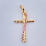 Dije Cruz Trenzada Doble 1.7gr / 1 1/2 in / Oro Amarillo 18K %