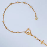 Pulso Denario Virgen Maria Cruz 3.75gr / 7 3/4 in / 1.56mm Oro Amarillo 18K %