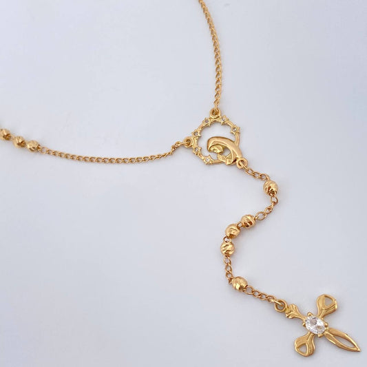 Rosario Virgen Maria Cruz 8.55gr / 24 1/2 in / 1.85mm Oro Amarillo 18K %