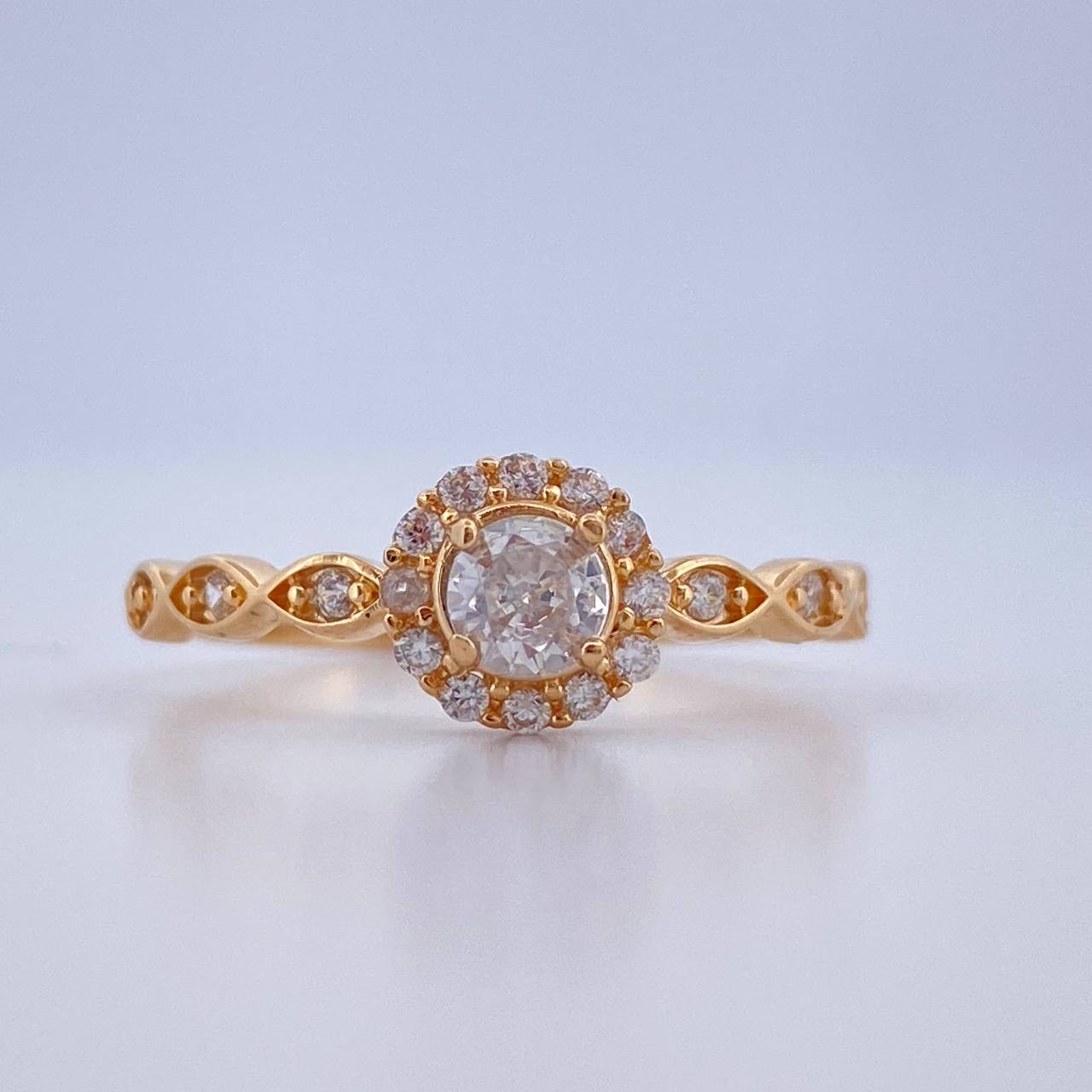Anillo Halo Ojos 2gr / T7 3/4 / Oro Amarillo 18K %