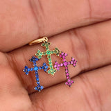 Dije Trio Cruces 1.45gr / 1 in / Dos Oros Negro Amarillo 18K %