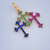 Dije Trio Cruces 1.45gr / 1 in / Dos Oros Negro Amarillo 18K %