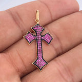 Dije Cruz Gotica 2.45gr / 1 1/2 in / Dos Oros Negro Amarillo 18K %