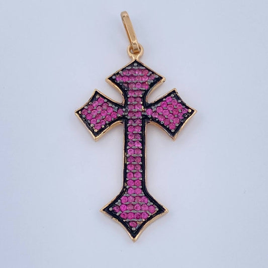 Dije Cruz Gotica 2.45gr / 1 1/2 in / Dos Oros Negro Amarillo 18K %