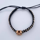 Pulsera Tejida Negra Beige Herraje X 1.6gr / Oro Rosa 18K %