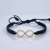 Pulsera Tejida Negra Infinito 0.85gr / Oro Amarillo 18K %
