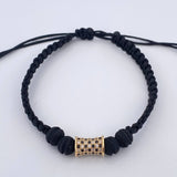 Pulsera Tejida Negra Cilindro 1.7gr / Oro Amarillo 18K %