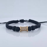 Pulsera Tejida Negra Cilindro 1.7gr / Oro Amarillo 18K %