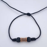 Pulsera Tejida Negra Cilindro 1.55gr / Oro Rosa 18K %