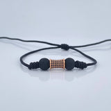 Pulsera Tejida Negra Cilindro 1.55gr / Oro Rosa 18K %