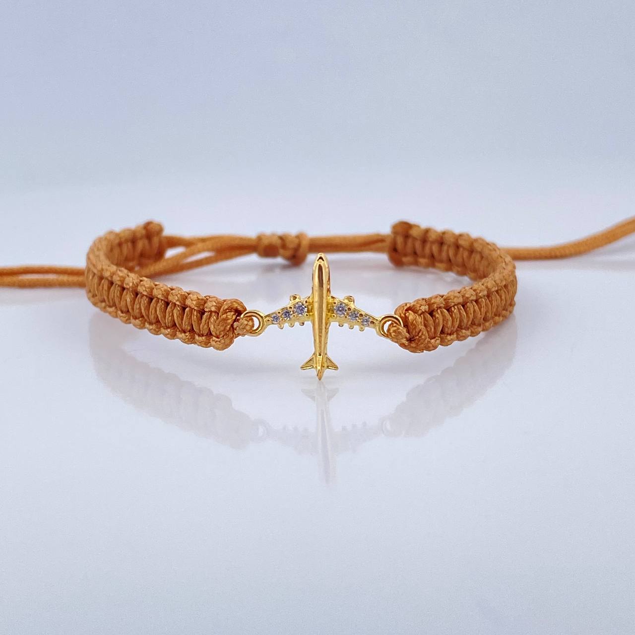 Pulsera Tejida Beige Avión 0.6gr / Oro Amarillo 18K %