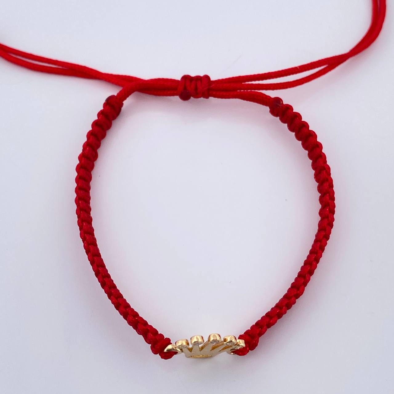 Pulsera Tejida Roja Corona 0.7gr / Oro Amarillo 18K %