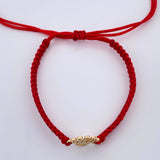 Pulsera Tejida Roja Corona 0.7gr / Oro Amarillo 18K %