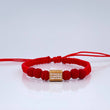 Pulsera Tejida Roja Herraje Cilintro Cuadrado 1.95gr / Oro Amarillo 18K %