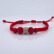 Pulsera Tejida Roja Herraje Cilintro 1.25gr / Oro Rosa 18K %