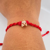 Pulsera Tejida Roja Casco Gladiador 1.5gr / Oro Rosa 18K %