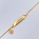 Pulso Bebé Aro Seguido Placa Corazon 1.7gr / 6 1/4 in / 1mm Oro Amarillo 18K &
