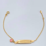 Pulso Bebé Aro Seguido Placa Corazon 1.7gr / 6 1/4 in / 1mm Oro Amarillo 18K &
