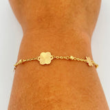 Pulso Aro Seguido Flor 1.85gr / 7 1/2 in / 3mm Oro Amarillo 18K &