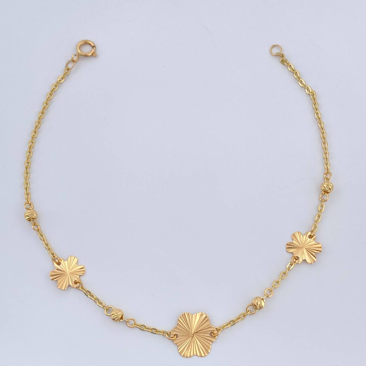 Pulso Aro Seguido Flor 1.85gr / 7 1/2 in / 3mm Oro Amarillo 18K &