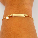 Pulso Aro Seguido Placa Corazon 1.7gr / 6 1/2 in / 0.8mm Oro Amarillo 18K &