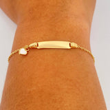 Pulso Aro Seguido Placa Corazon 1.7gr / 6 1/4 in / 1mm Oro Amarillo 18K &