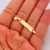 Pulso Aro Seguido Placa Corazon 1.7gr / 6 1/4 in / 1mm Oro Amarillo 18K &