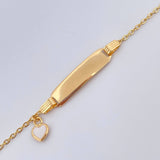 Pulso Aro Seguido Placa Corazon 1.7gr / 6 1/4 in / 1mm Oro Amarillo 18K &