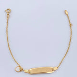 Pulso Aro Seguido Placa Corazon 1.7gr / 6 1/2 in / 0.8mm Oro Amarillo 18K &