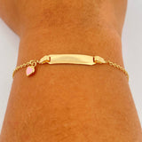 Pulso Bebé Aro Seguido Placa Corazon 1.7gr / 6 1/4 in / 1mm Oro Amarillo 18K &