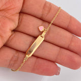 Pulso Bebé Aro Seguido Placa Corazon 1.6gr / 6 1/4 in / 1mm Oro Amarillo 18K &