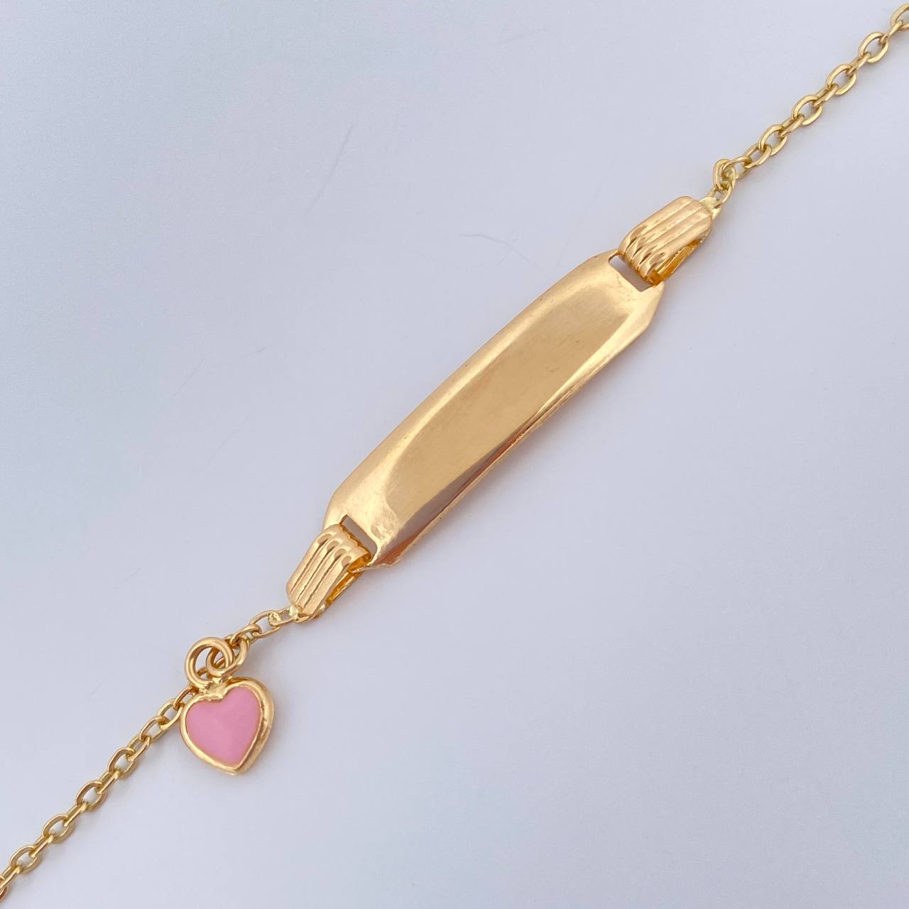 Pulso Bebé Aro Seguido Placa Corazon 1.6gr / 6 1/4 in / 1mm Oro Amarillo 18K &