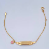 Pulso Bebé Aro Seguido Placa Corazon 1.6gr / 6 1/4 in / 1mm Oro Amarillo 18K &