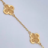 Pulso Trebol Aro Seguido 3.75gr / 7 1/2 in / 2mm Oro Amarillo 18K &