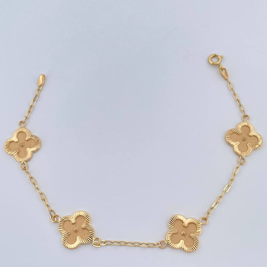 Pulso Trebol Cajon 4.2gr / 7 1/2 in / 1.4mm Oro Amarillo 18K &