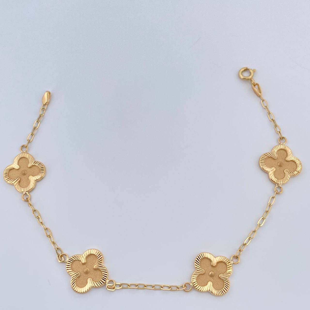 Pulso Trebol Aro Seguido 3.75gr / 7 1/2 in / 2mm Oro Amarillo 18K &