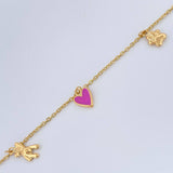 Tobillera Aro Seguido Figuras 3.55gr / 10 1/4 in / 2mm Oro Amarillo 18K &