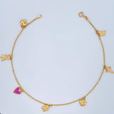 Tobillera Aro Seguido Figuras 3.55gr / 10 1/4 in / 2mm Oro Amarillo 18K &