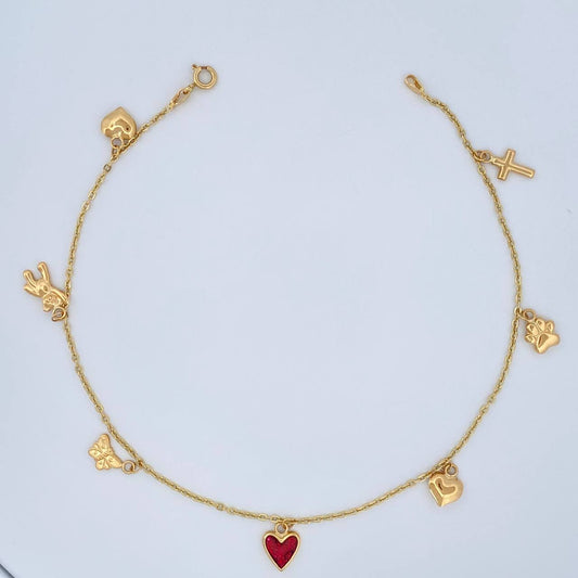 Tobillera Aro Seguido Figuras 3.7gr / 10 1/4 in / 2mm Oro Amarillo 18K &