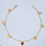 Tobillera Aro Seguido Figuras 3.7gr / 10 1/4 in / 2mm Oro Amarillo 18K &