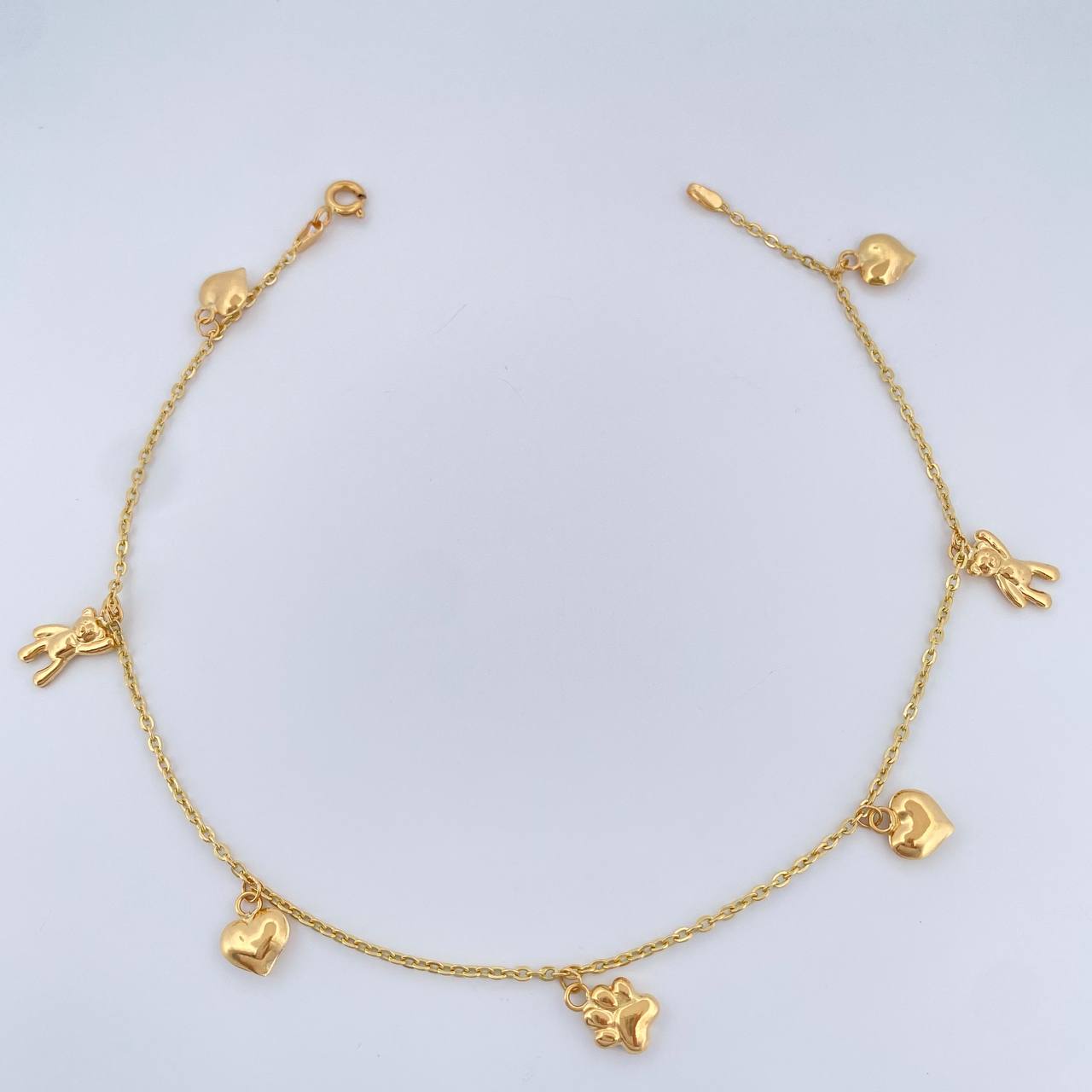 Tobillera Aro Seguido Figuras 3.7gr / 10 1/4 in / 2mm Oro Amarillo 18K &