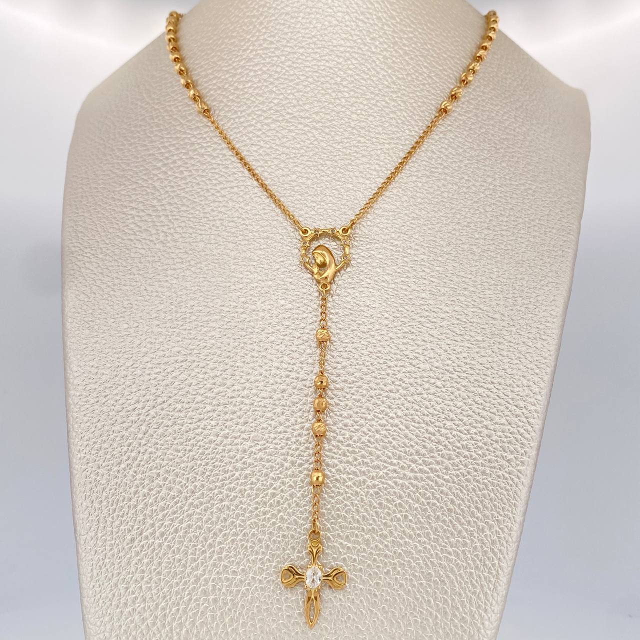 Rosario Virgen Maria Cruz 8.45gr / 23 1/2 in / 1.57mm Oro Amarillo 18K %