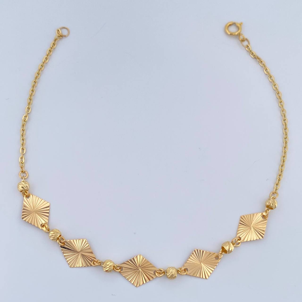 Pulso Aro Seguido Rombos 2gr / 7 1/2 in / 3mm Oro Amarillo 18K &