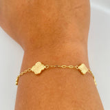 Pulso Trebol Aro Seguido 3.25gr / 7 1/2 in / 2mm Oro Amarillo 18K &